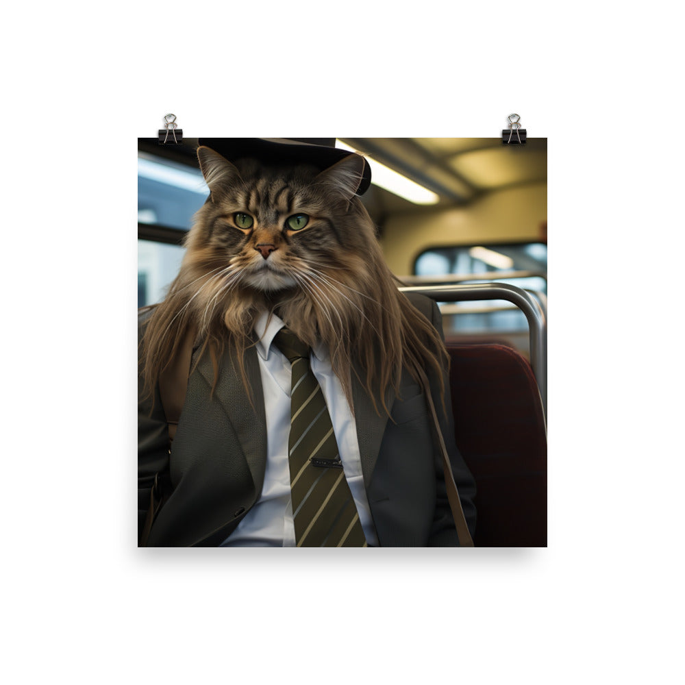 Maine Coon Transit Operator Photo paper poster - PosterfyAI.com