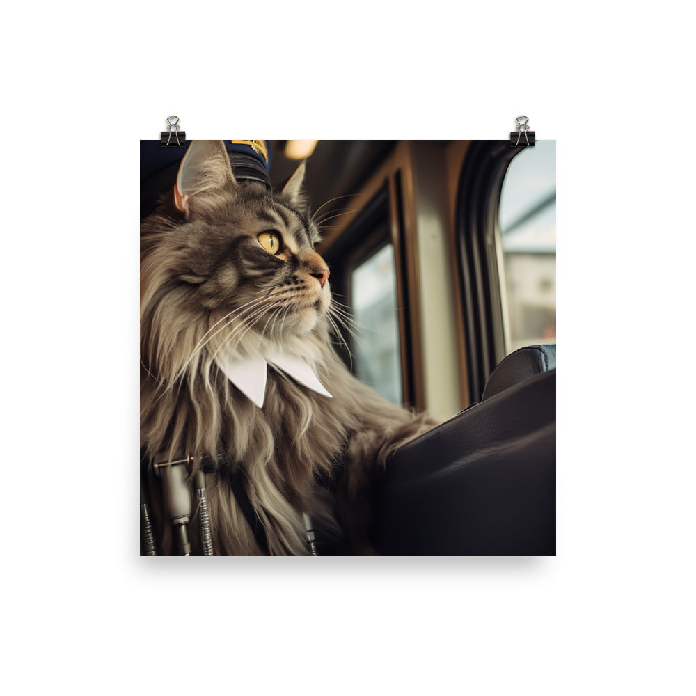 Maine Coon Transit Operator Photo paper poster - PosterfyAI.com