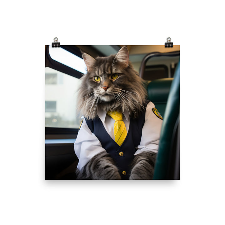 Maine Coon Transit Operator Photo paper poster - PosterfyAI.com