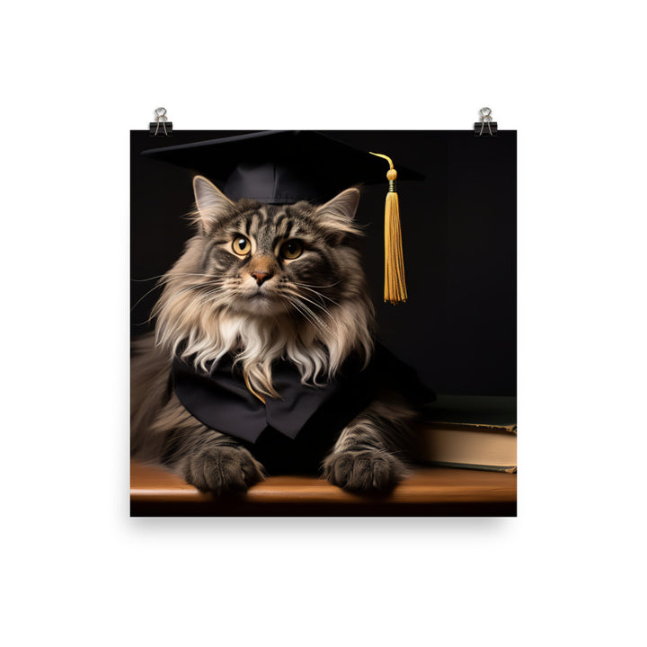 Maine Coon Student Photo paper poster - PosterfyAI.com