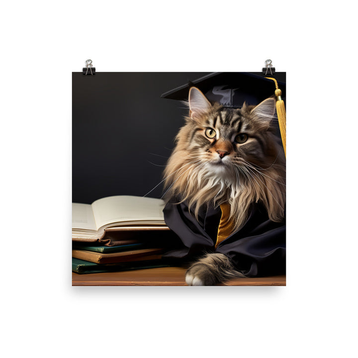 Maine Coon Student Photo paper poster - PosterfyAI.com