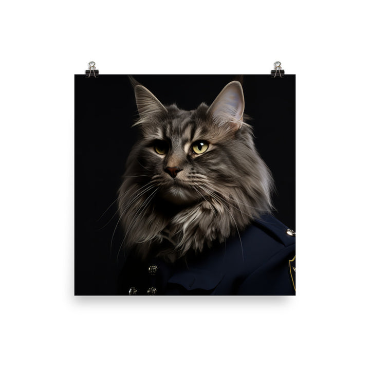 Maine Coon Security Officer Photo paper poster - PosterfyAI.com