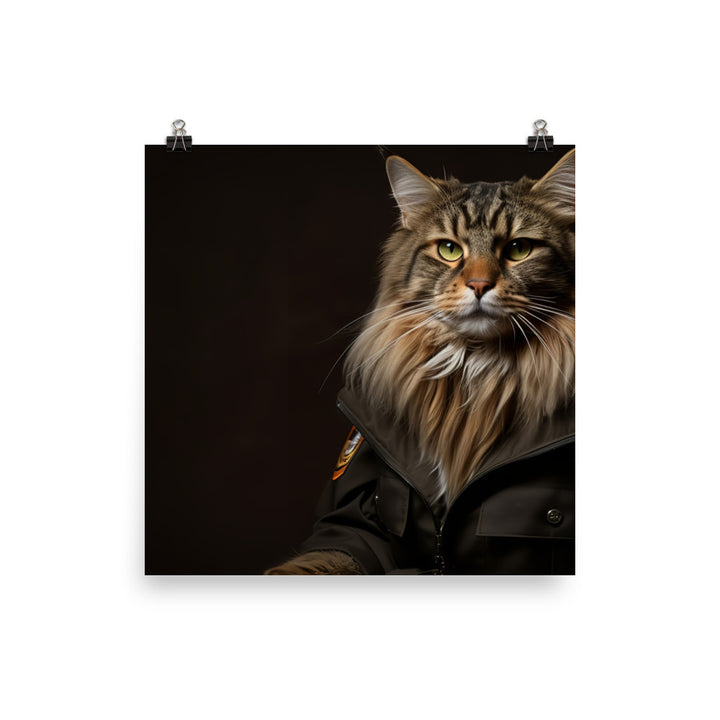 Maine Coon Security Officer Photo paper poster - PosterfyAI.com