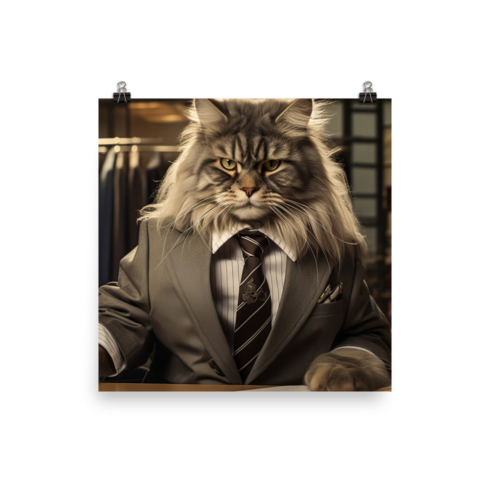 Maine Coon Sales Consultant Photo paper poster - PosterfyAI.com