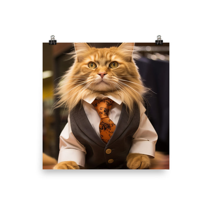 Maine Coon Sales Consultant Photo paper poster - PosterfyAI.com