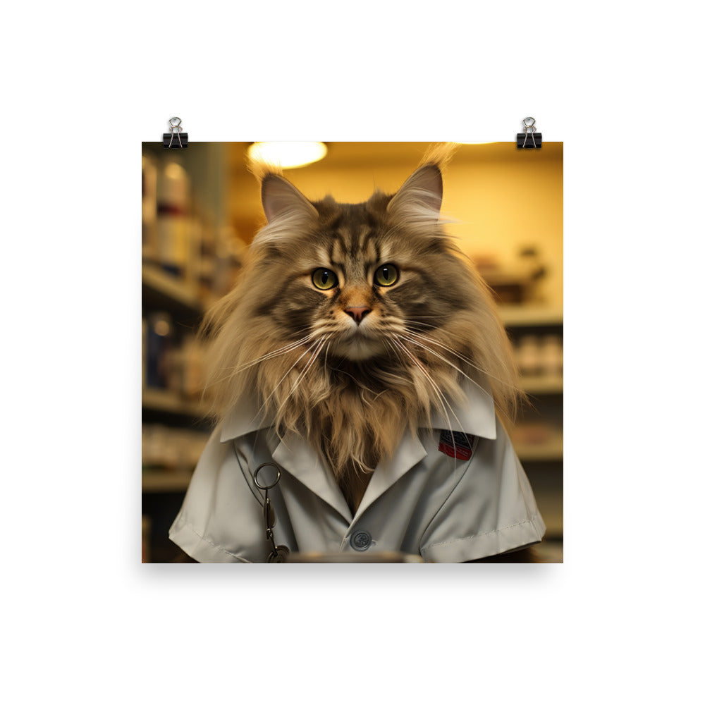 Maine Coon Pharmacist Photo paper poster - PosterfyAI.com