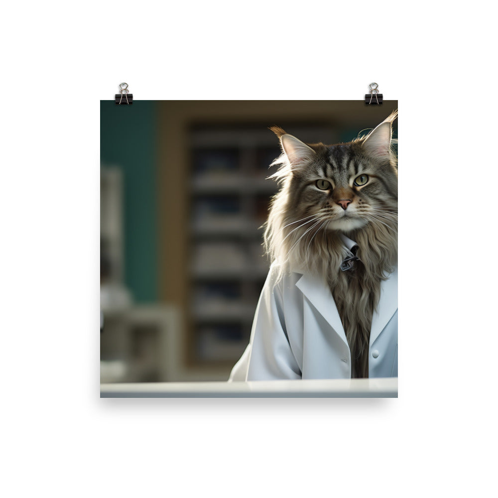 Maine Coon Pharmacist Photo paper poster - PosterfyAI.com