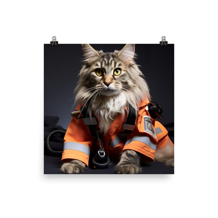 Maine Coon Paramedic Photo paper poster - PosterfyAI.com