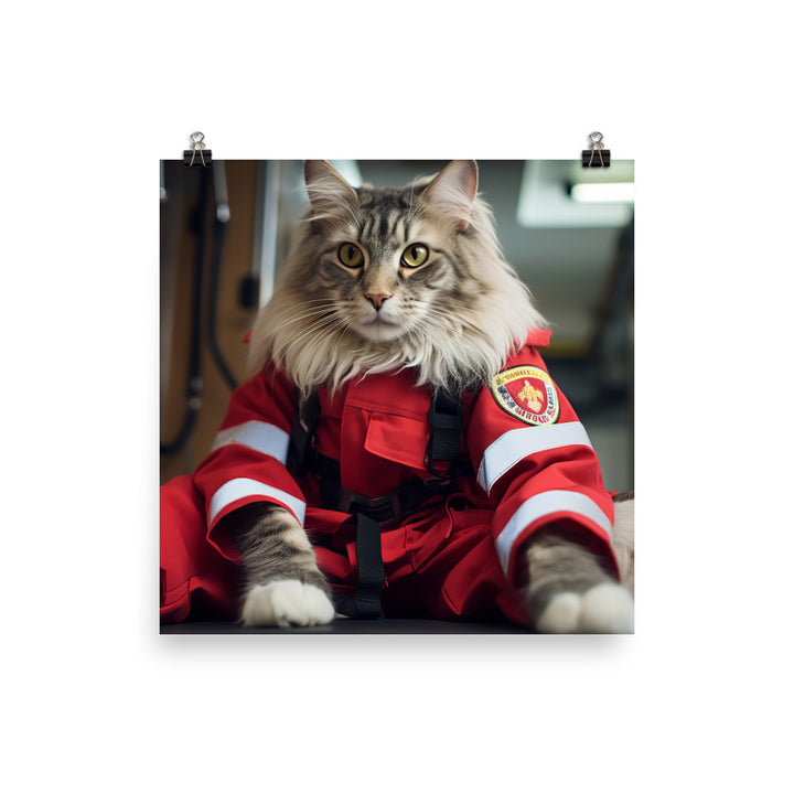 Maine Coon Paramedic Photo paper poster - PosterfyAI.com