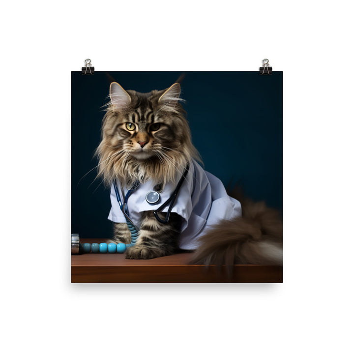 Maine Coon Nurse Photo paper poster - PosterfyAI.com