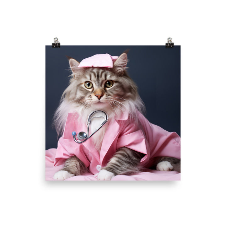 Maine Coon Nurse Photo paper poster - PosterfyAI.com