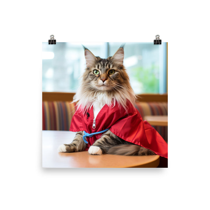 Maine Coon Nurse Photo paper poster - PosterfyAI.com