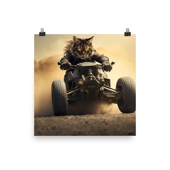 Maine Coon Motorsport Athlete Photo paper poster - PosterfyAI.com