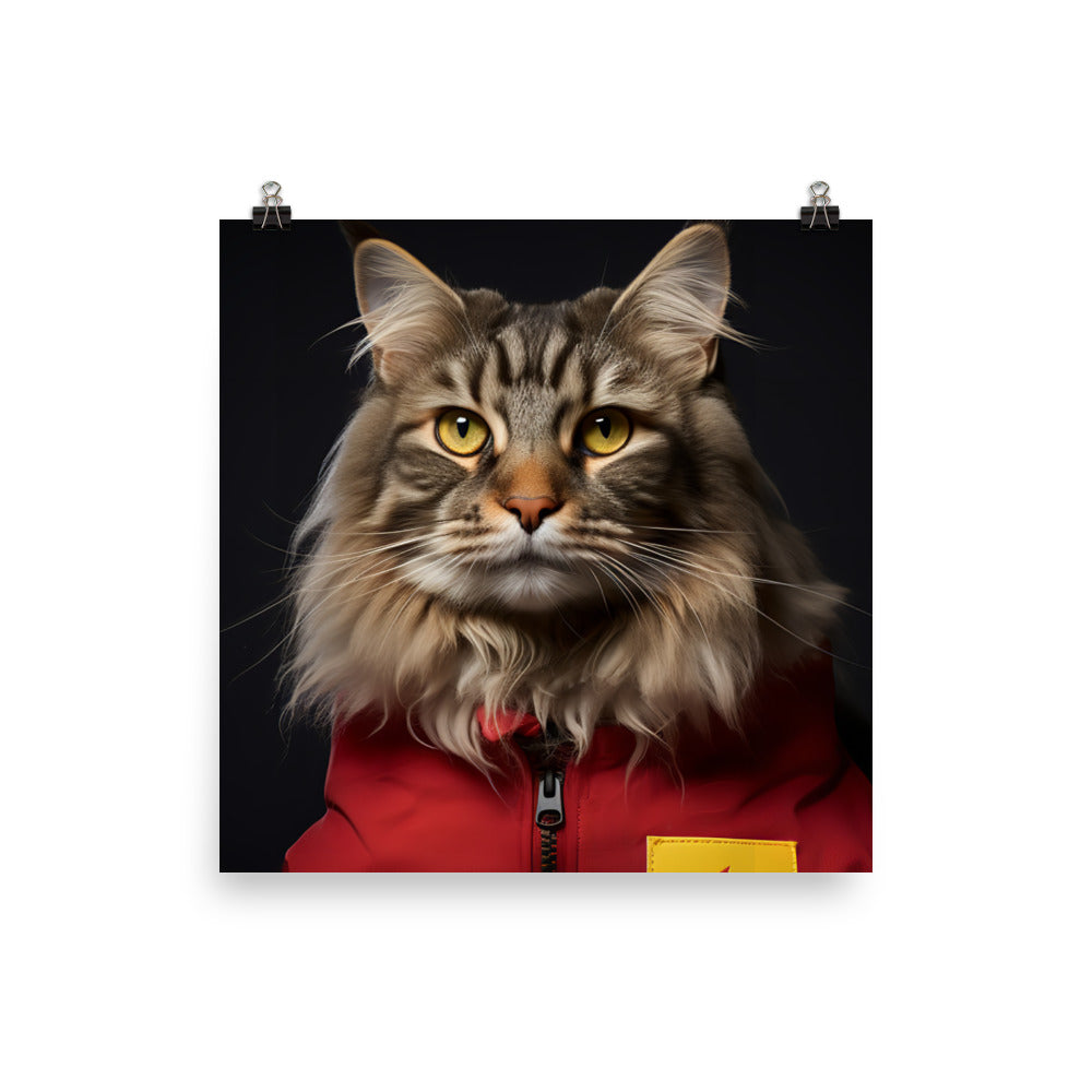 Maine Coon Fast Food Crew Photo paper poster - PosterfyAI.com