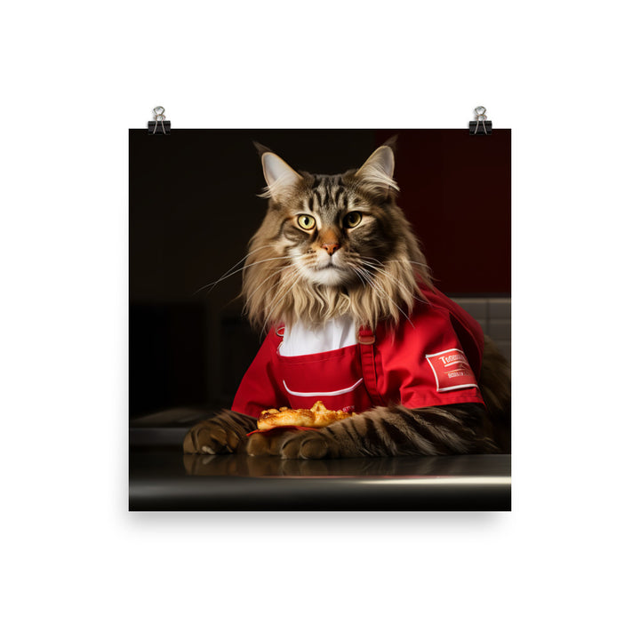 Maine Coon Fast Food Crew Photo paper poster - PosterfyAI.com