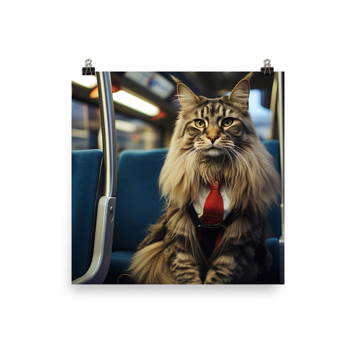 Maine Coon Transit Operator Photo paper poster - PosterfyAI.com