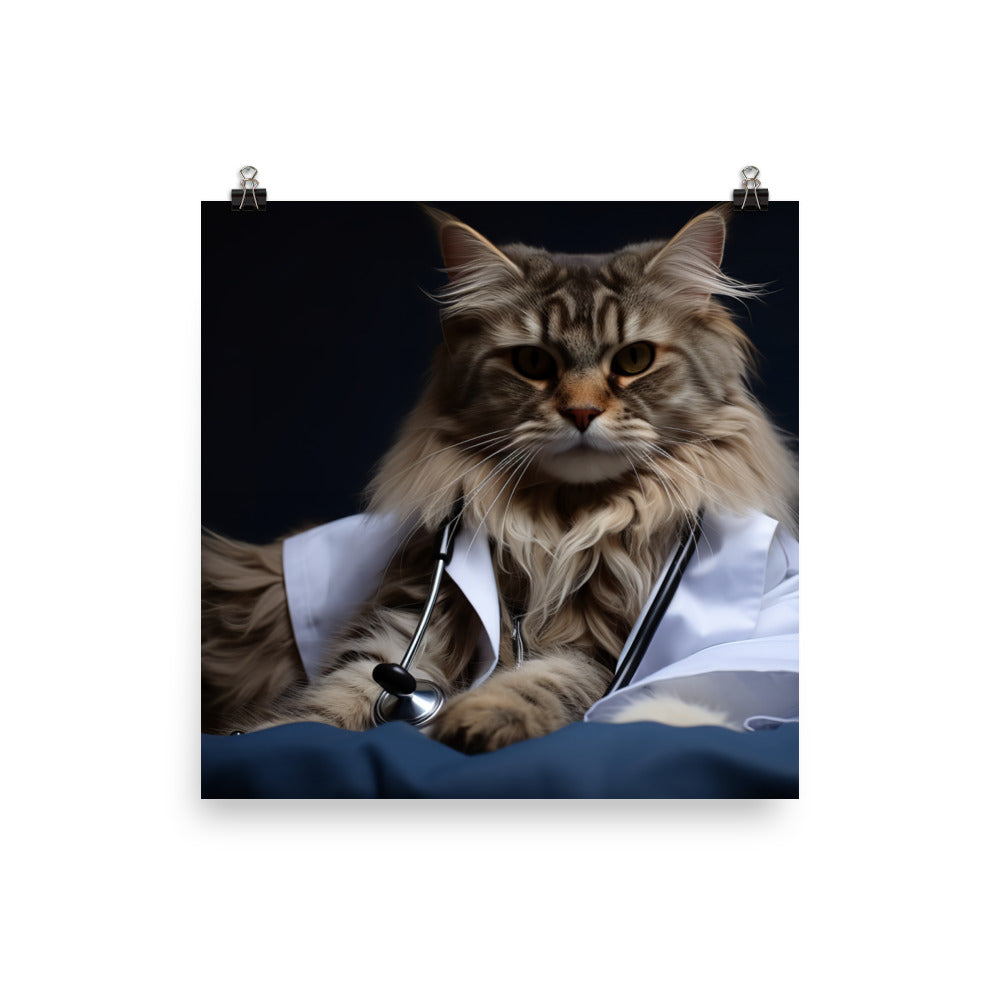 Maine Coon Doctor Photo paper poster - PosterfyAI.com