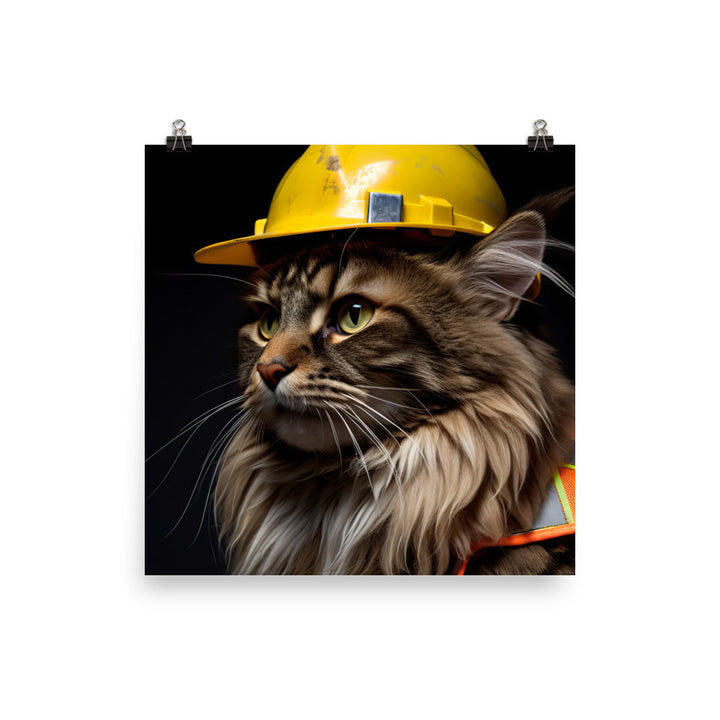 Maine Coon Contractor Photo paper poster - PosterfyAI.com