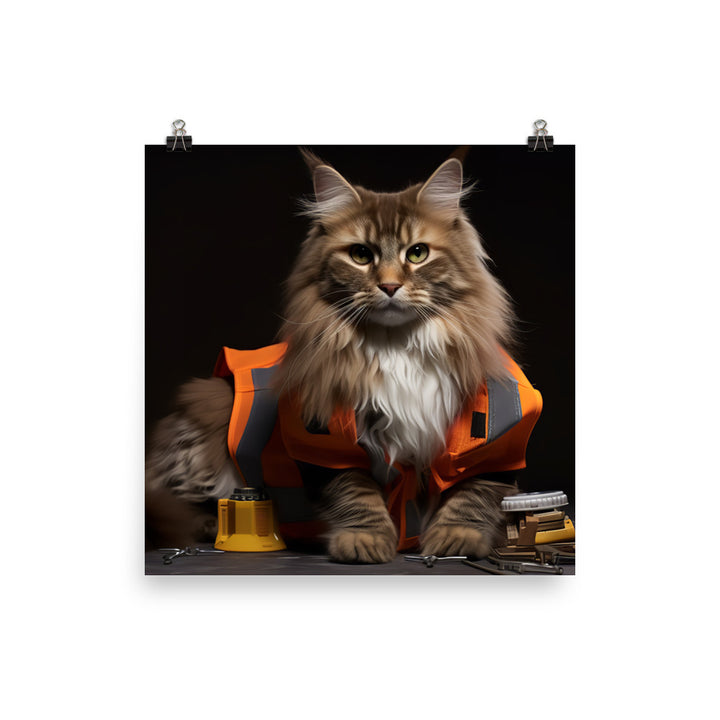 Maine Coon Contractor Photo paper poster - PosterfyAI.com