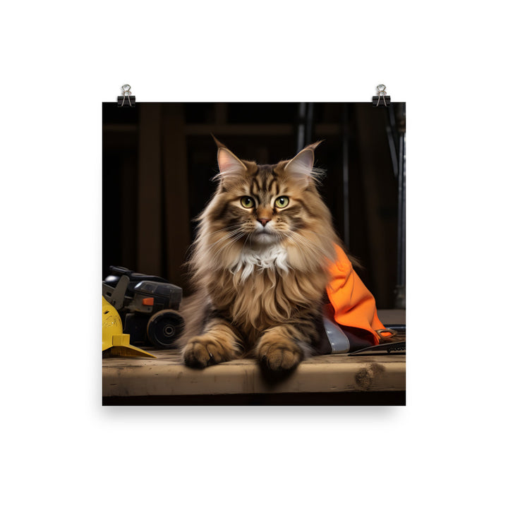 Maine Coon Contractor Photo paper poster - PosterfyAI.com