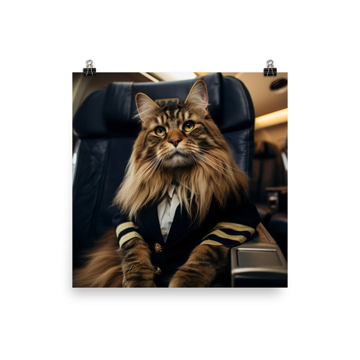 Maine Coon Pilot Photo paper poster - PosterfyAI.com