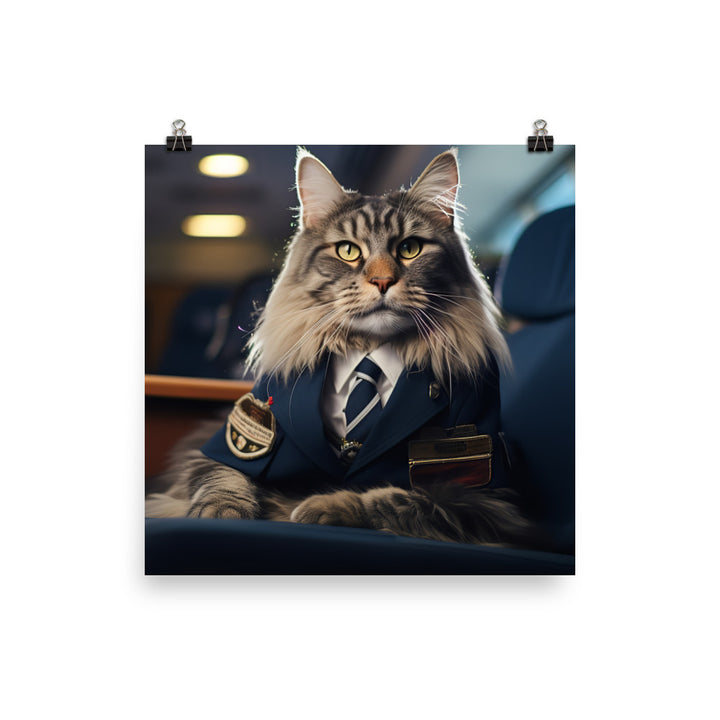 Maine Coon Pilot Photo paper poster - PosterfyAI.com