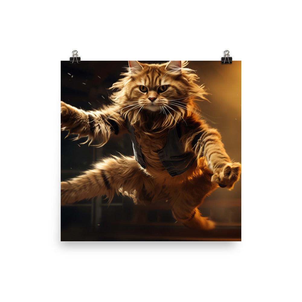 Maine Coon Basketball Player Photo paper poster - PosterfyAI.com