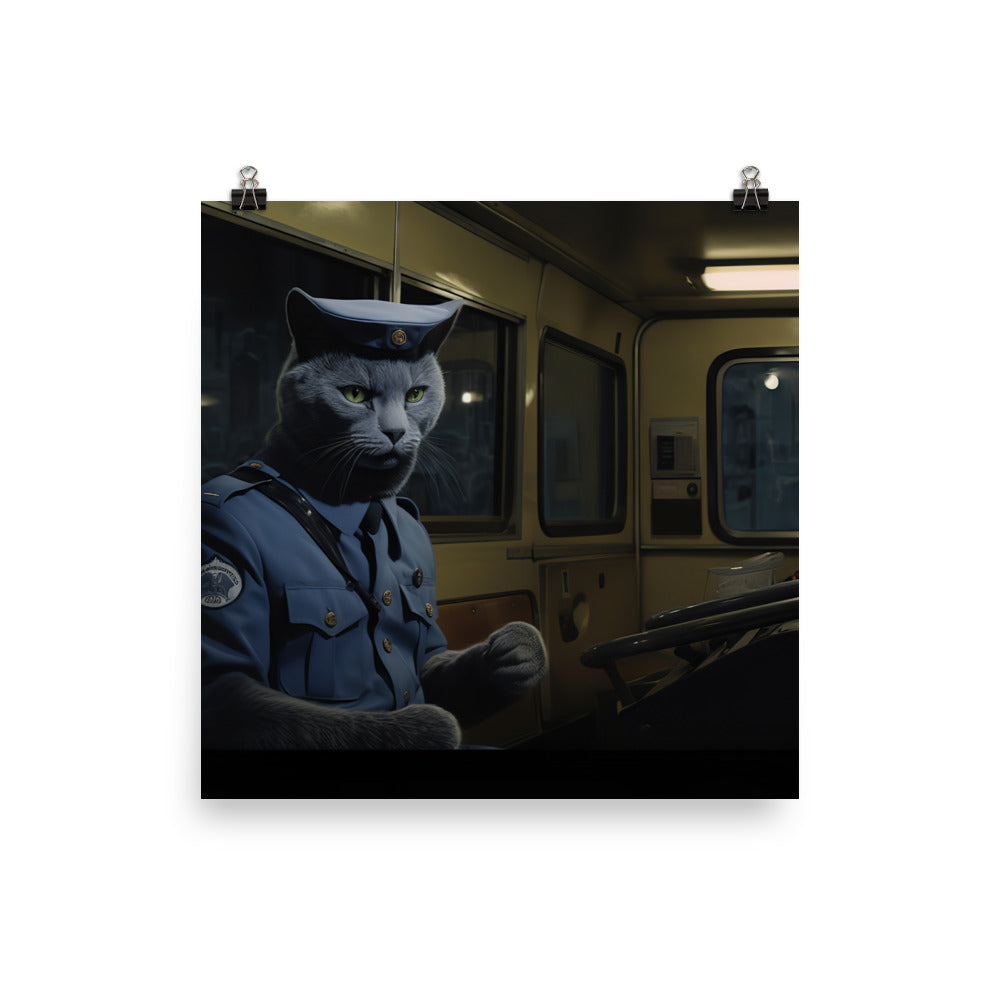 Russian Blue Transit Operator Photo paper poster - PosterfyAI.com