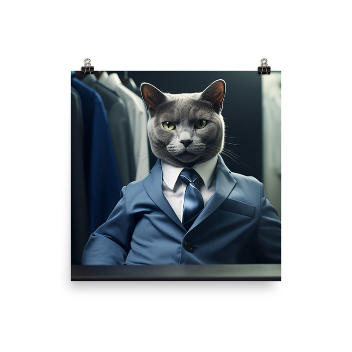 Russian Blue Sales Consultant Photo paper poster - PosterfyAI.com