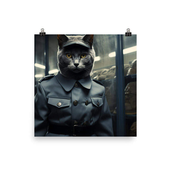 Russian Blue Prison Officer Photo paper poster - PosterfyAI.com