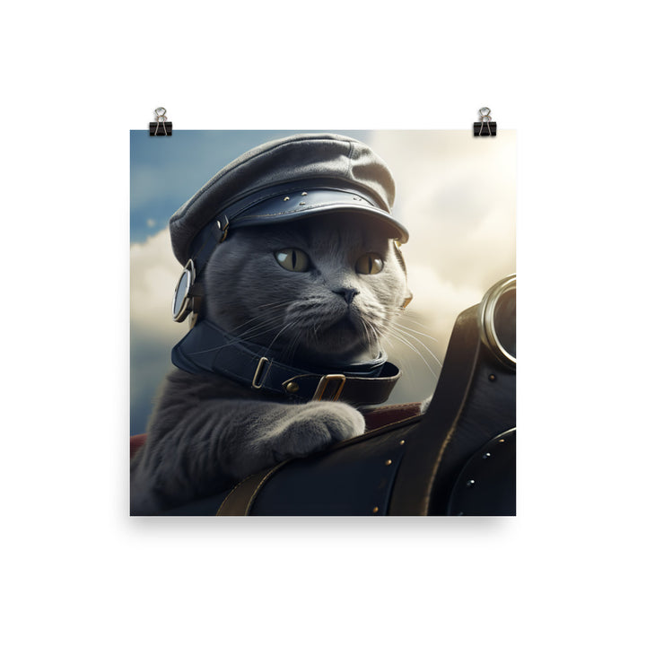 Russian Blue Pilot Photo paper poster - PosterfyAI.com