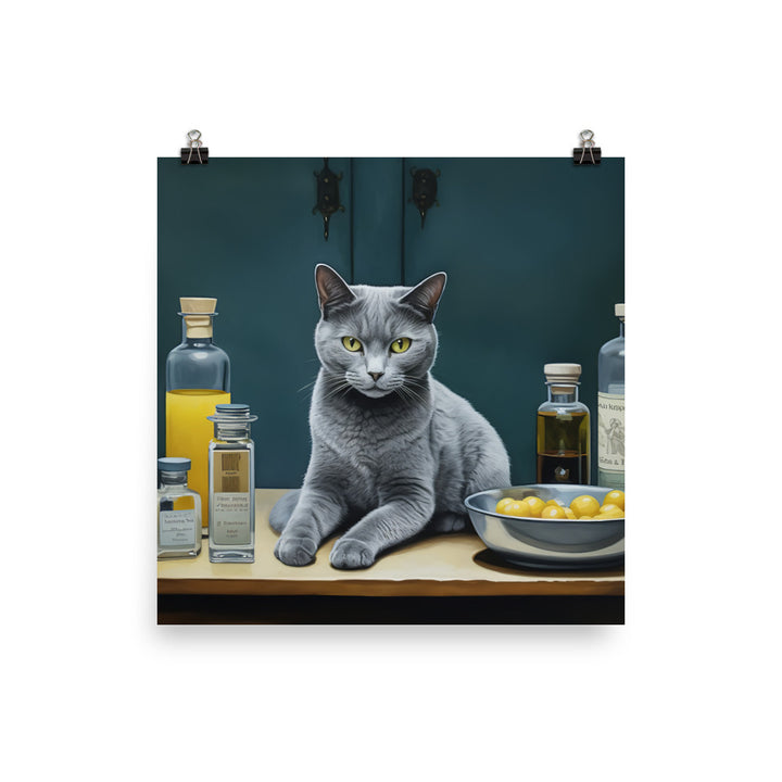 Russian Blue Pharmacist Photo paper poster - PosterfyAI.com