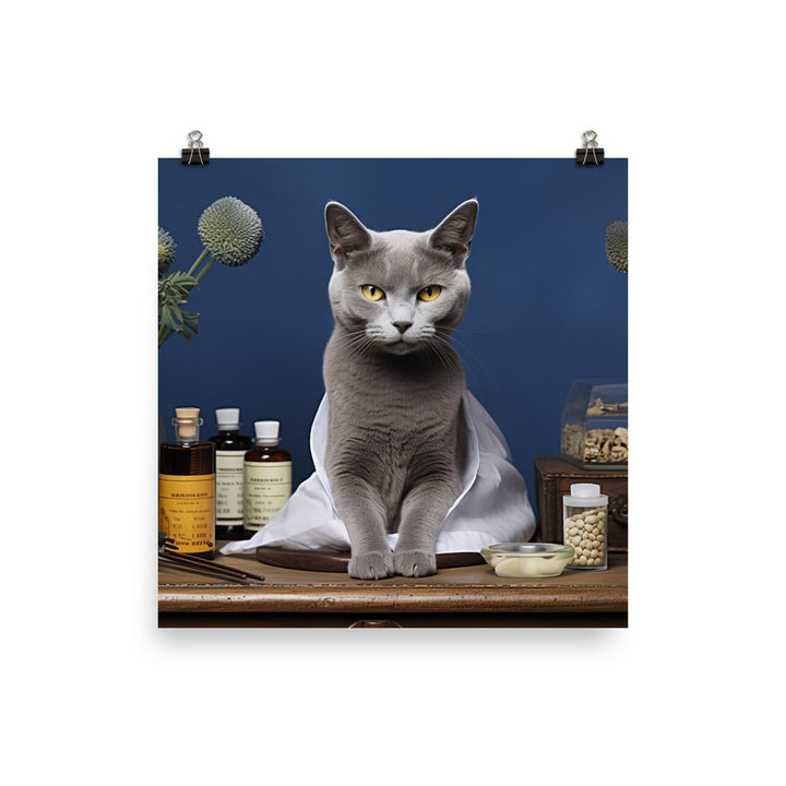 Russian Blue Pharmacist Photo paper poster - PosterfyAI.com