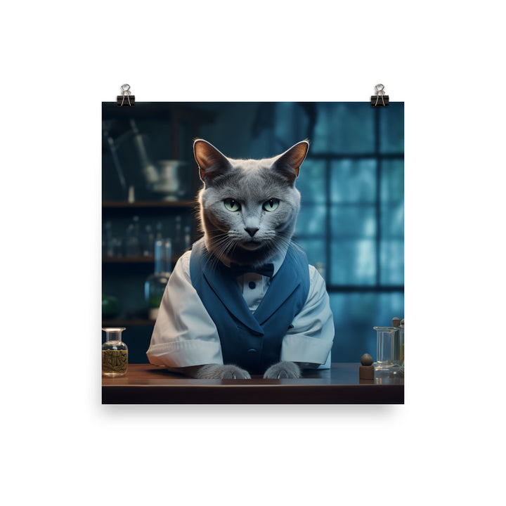 Russian Blue Pharmacist Photo paper poster - PosterfyAI.com