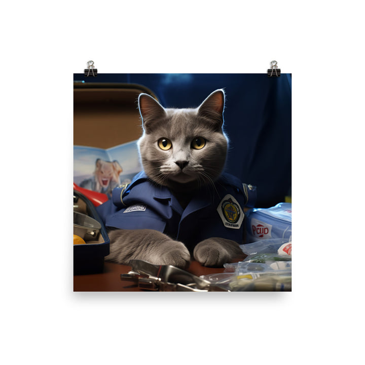 Russian Blue Paramedic Photo paper poster - PosterfyAI.com