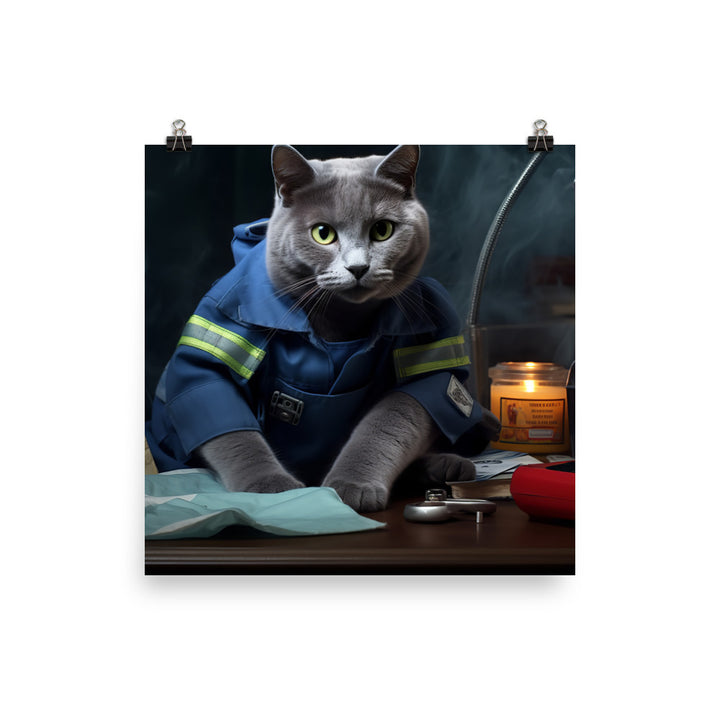 Russian Blue Paramedic Photo paper poster - PosterfyAI.com