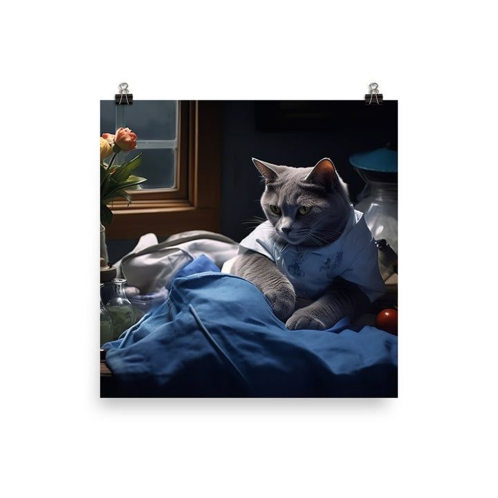 Russian Blue Nurse Photo paper poster - PosterfyAI.com