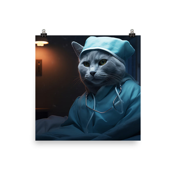 Russian Blue Nurse Photo paper poster - PosterfyAI.com