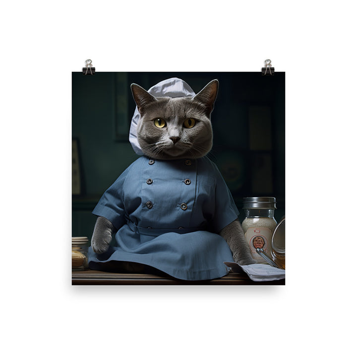 Russian Blue Nurse Photo paper poster - PosterfyAI.com