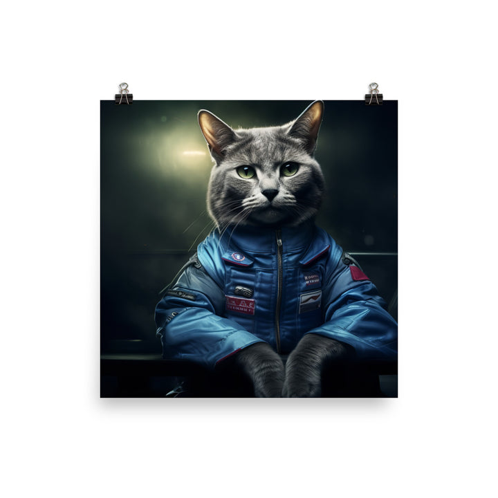 Russian Blue Motorsport Athlete Photo paper poster - PosterfyAI.com