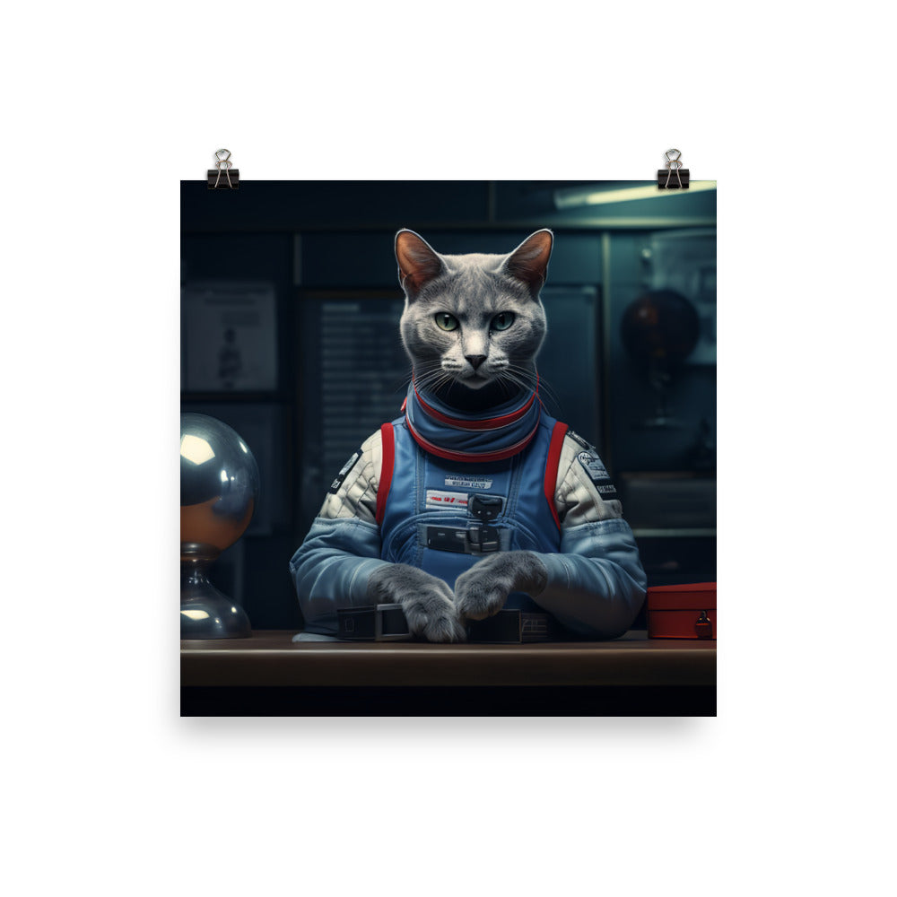 Russian Blue Motorsport Athlete Photo paper poster - PosterfyAI.com