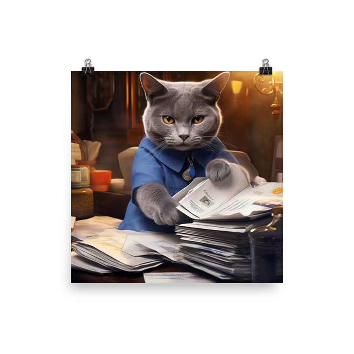 Russian Blue Mail Carrier Photo paper poster - PosterfyAI.com