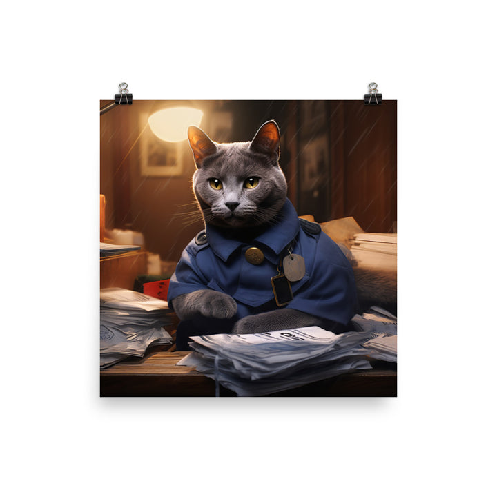 Russian Blue Mail Carrier Photo paper poster - PosterfyAI.com