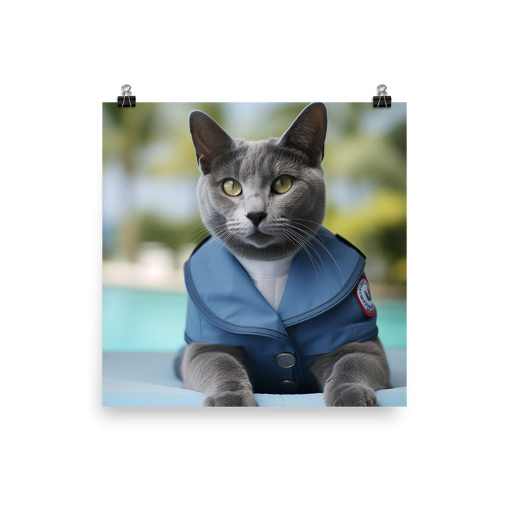 Russian Blue Lifeguard Photo paper poster - PosterfyAI.com