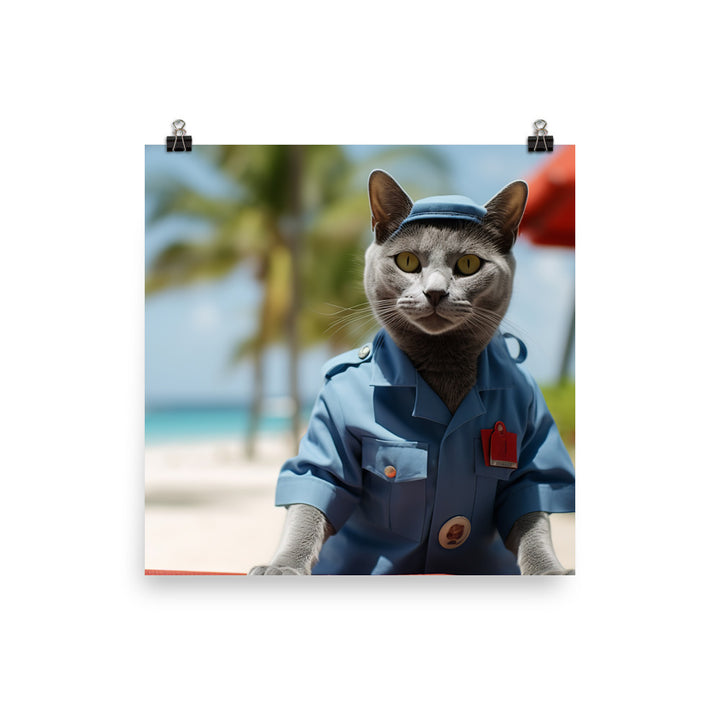 Russian Blue Lifeguard Photo paper poster - PosterfyAI.com