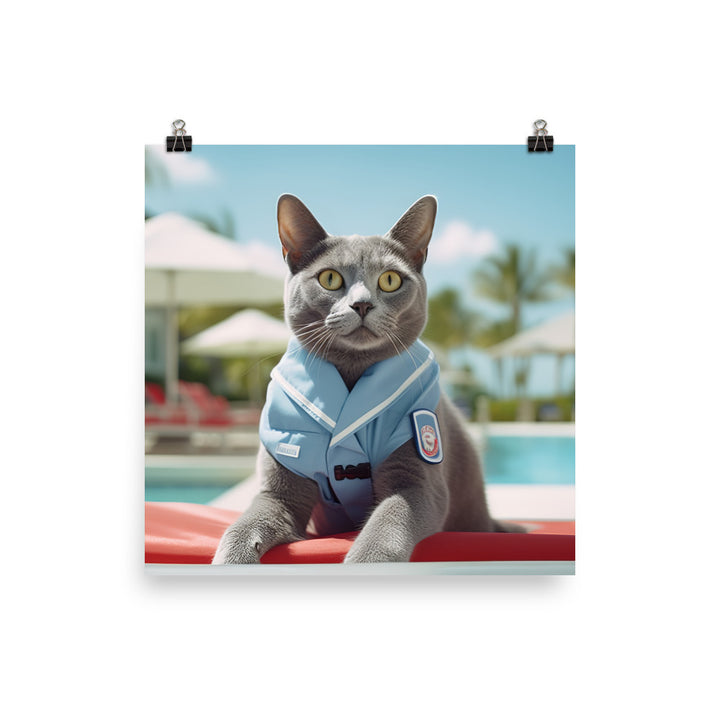 Russian Blue Lifeguard Photo paper poster - PosterfyAI.com