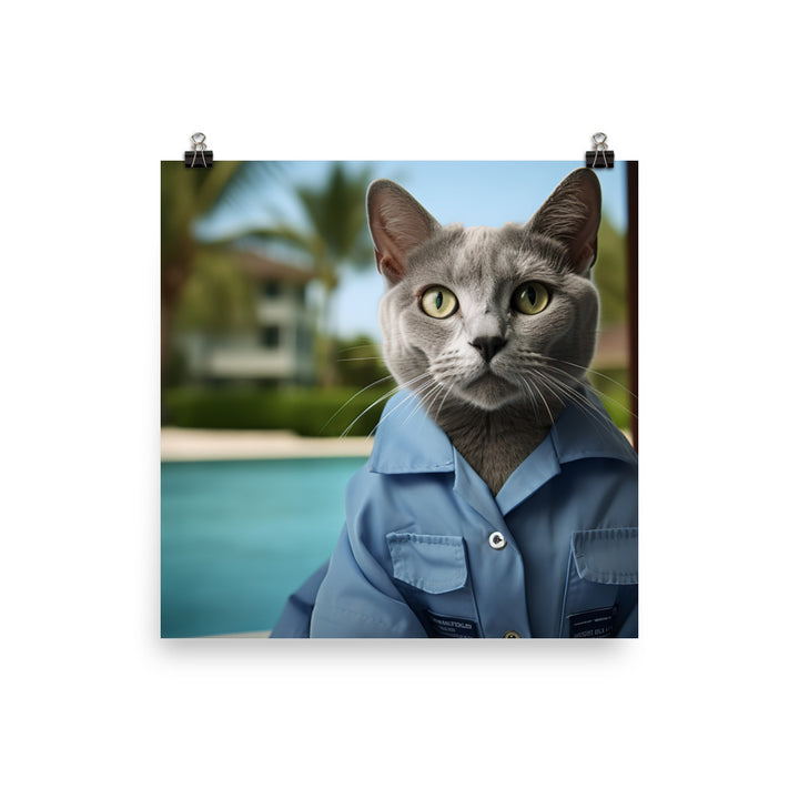 Russian Blue Lifeguard Photo paper poster - PosterfyAI.com