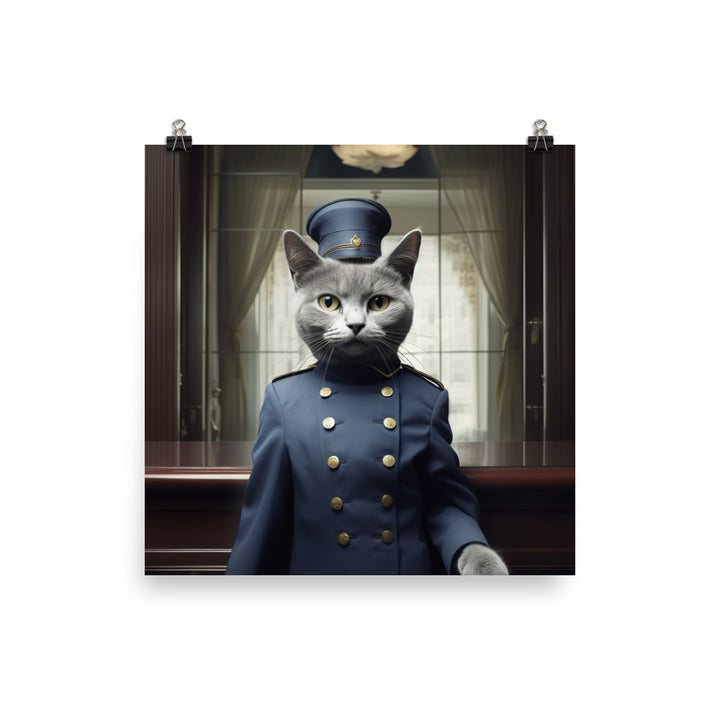 Russian Blue Hotel Staff Photo paper poster - PosterfyAI.com