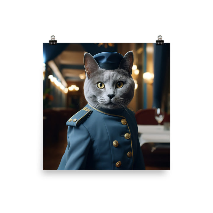 Russian Blue Hotel Staff Photo paper poster - PosterfyAI.com