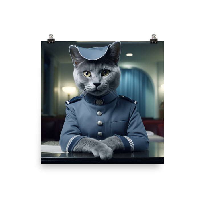 Russian Blue Hotel Staff Photo paper poster - PosterfyAI.com